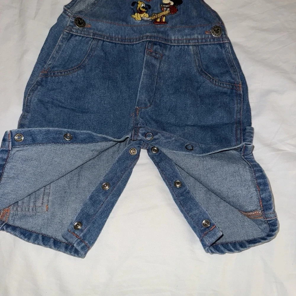 Vintage Baby Mickey & Pluto Denim Overalls 0/6 Months‎ Playground Pals